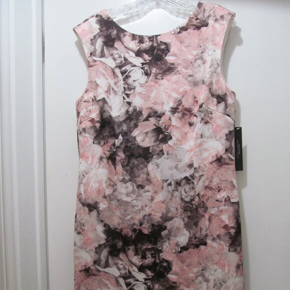 Tahari Arthur S. Levine Women's Floral Scuba Sheath Dress Pink Grey Size 12 NWT - Picture 1 of 16